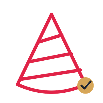 Striped party hat drawn as an accent icon with clean rounded lines.