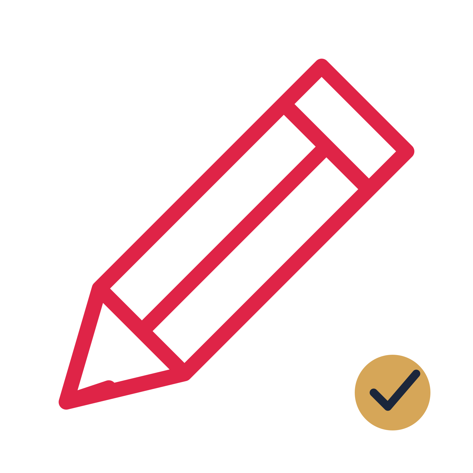 Sharpened pencil drawn as an accent icon with clean rounded lines.