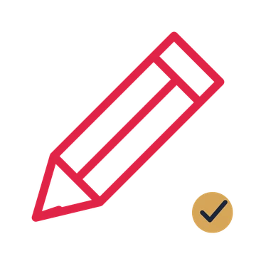 Sharpened pencil drawn as an accent icon with clean rounded lines.