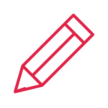 Sharpened pencil drawn as an outline icon with clean rounded lines.