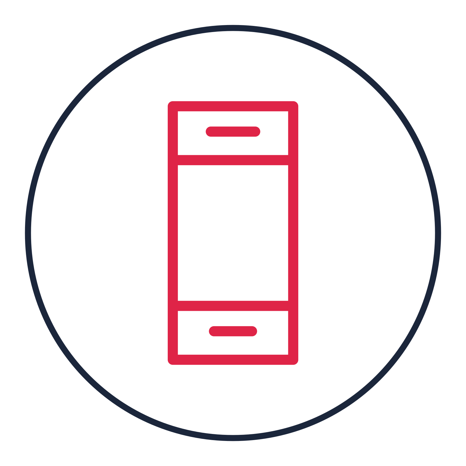 Smartphone drawn as a medallion icon with clean rounded lines.