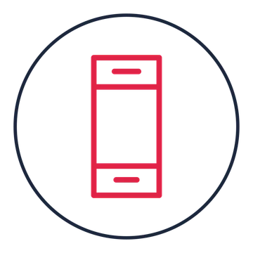 Smartphone drawn as a medallion icon with clean rounded lines.