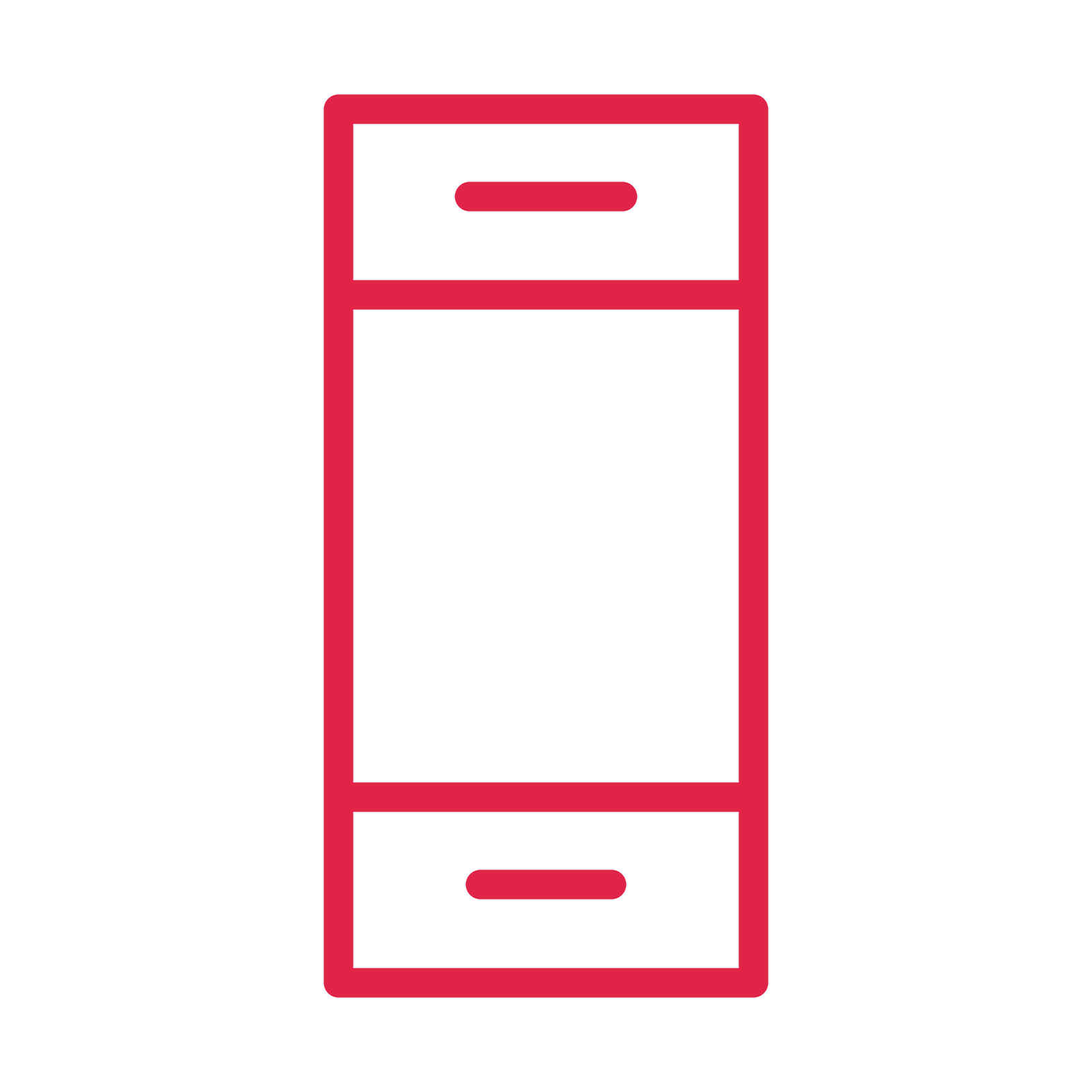 Smartphone drawn as an outline icon with clean rounded lines.