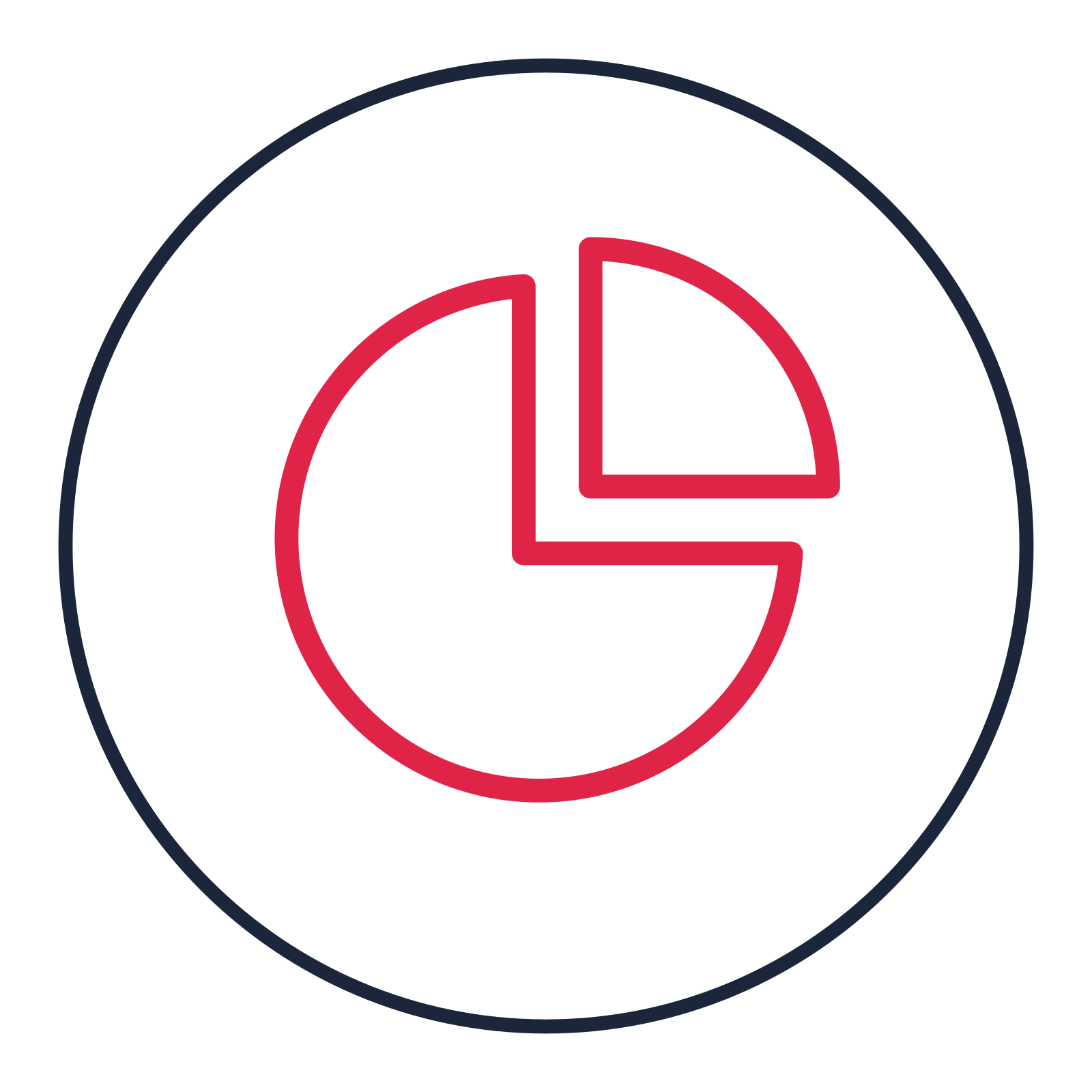Segmented pie chart drawn as a medallion icon with clean rounded lines.