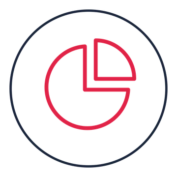 Segmented pie chart drawn as a medallion icon with clean rounded lines.