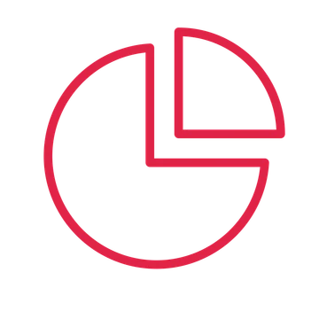 Segmented pie chart drawn as an outline icon with clean rounded lines.