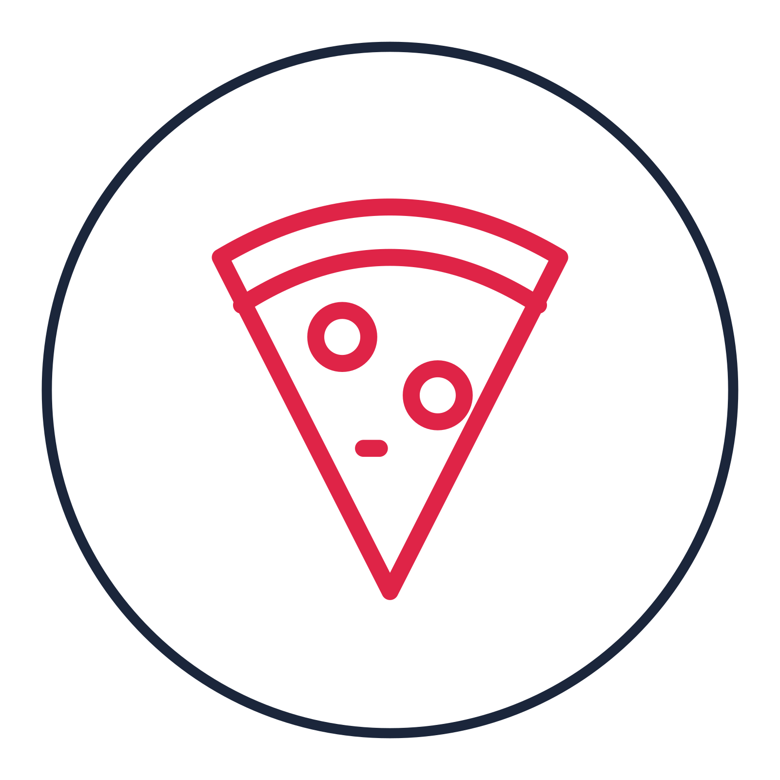Pizza slice drawn as a medallion icon with clean rounded lines.