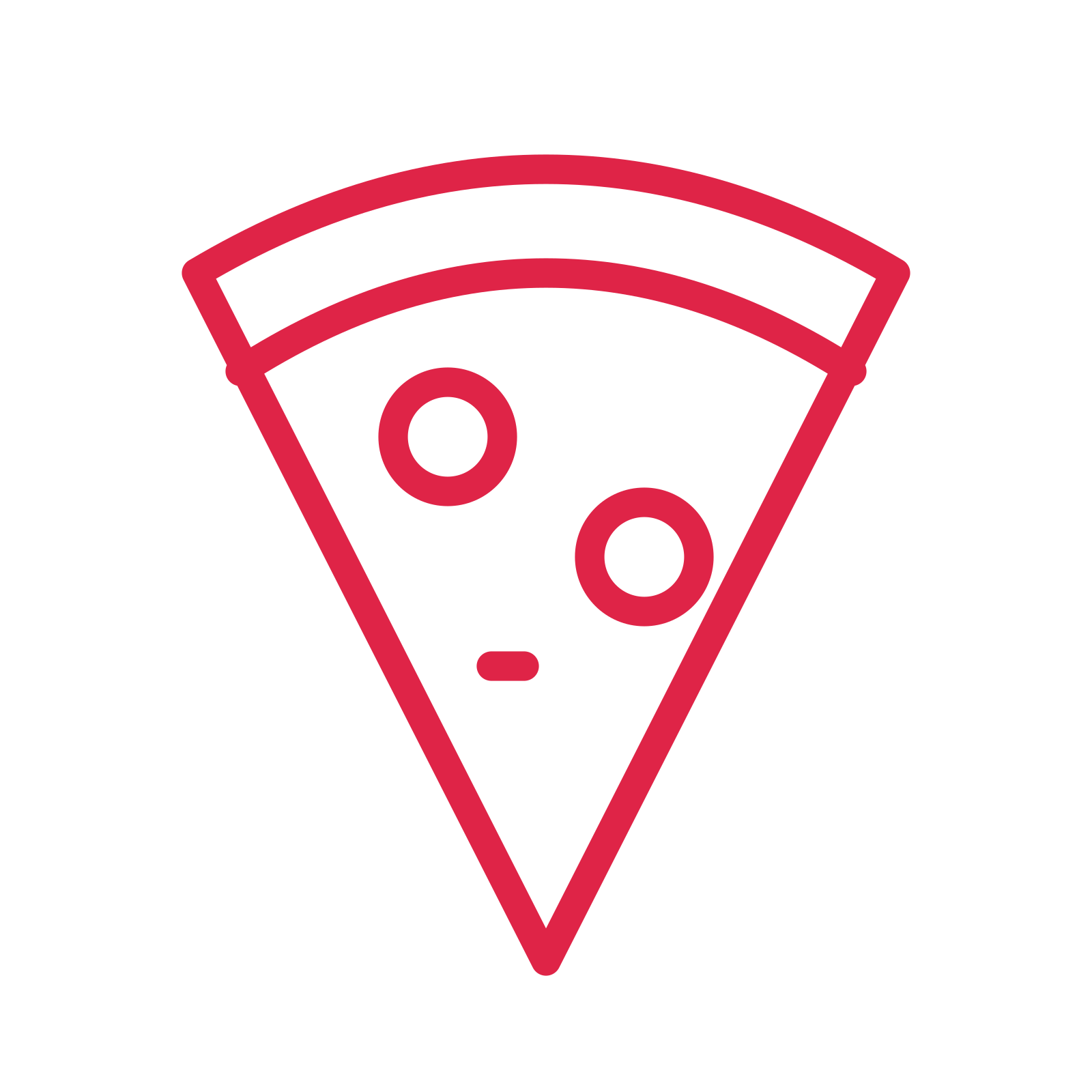 Pizza slice drawn as an outline icon with clean rounded lines.
