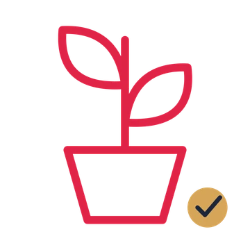 Indoor plant pot drawn as an accent icon with clean rounded lines.