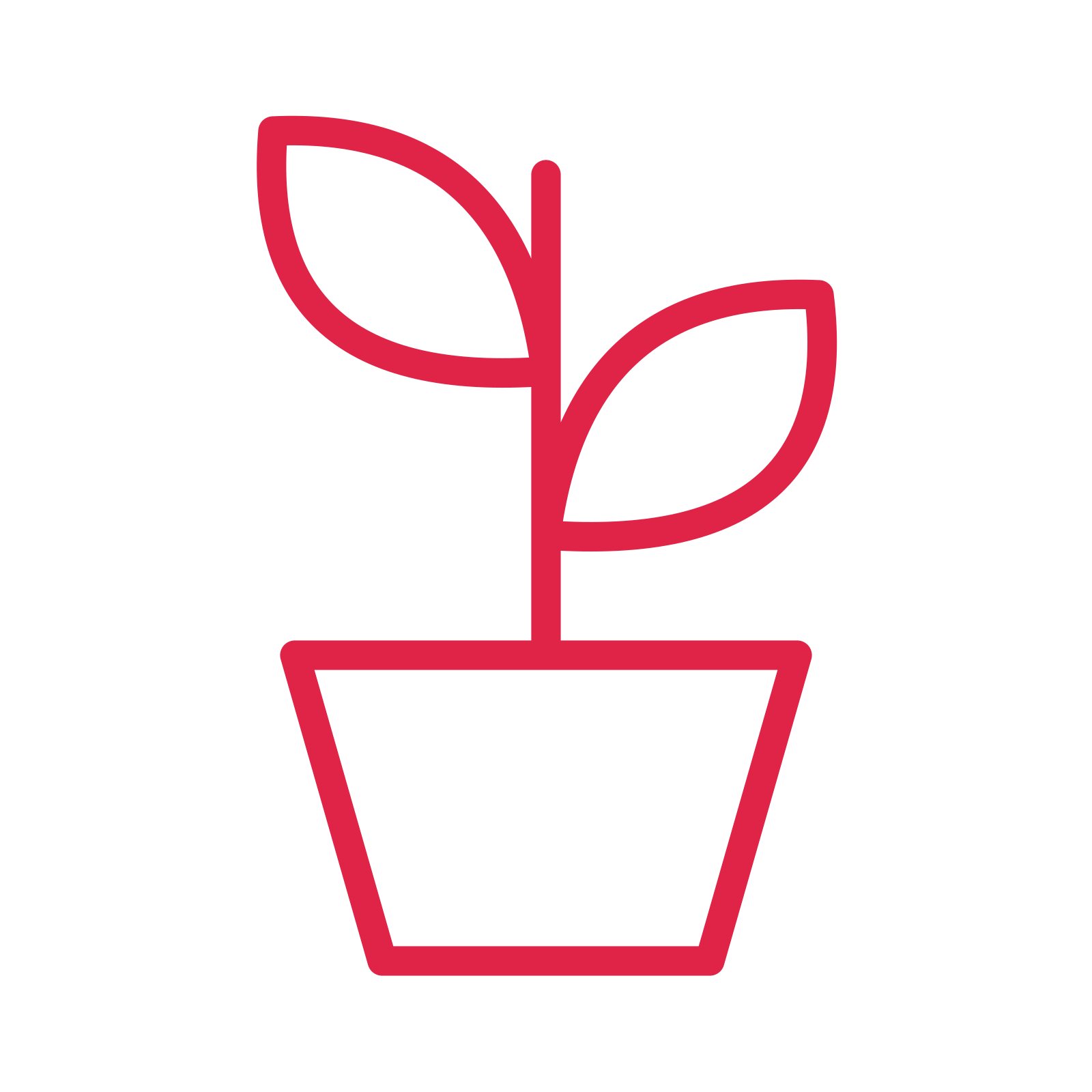 Indoor plant pot drawn as an outline icon with clean rounded lines.