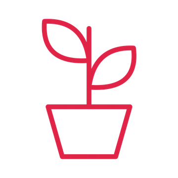 Indoor plant pot drawn as an outline icon with clean rounded lines.