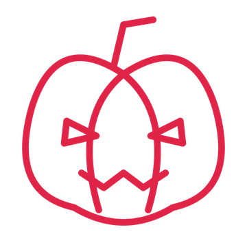 Halloween pumpkin drawn as an outline icon with clean rounded lines.