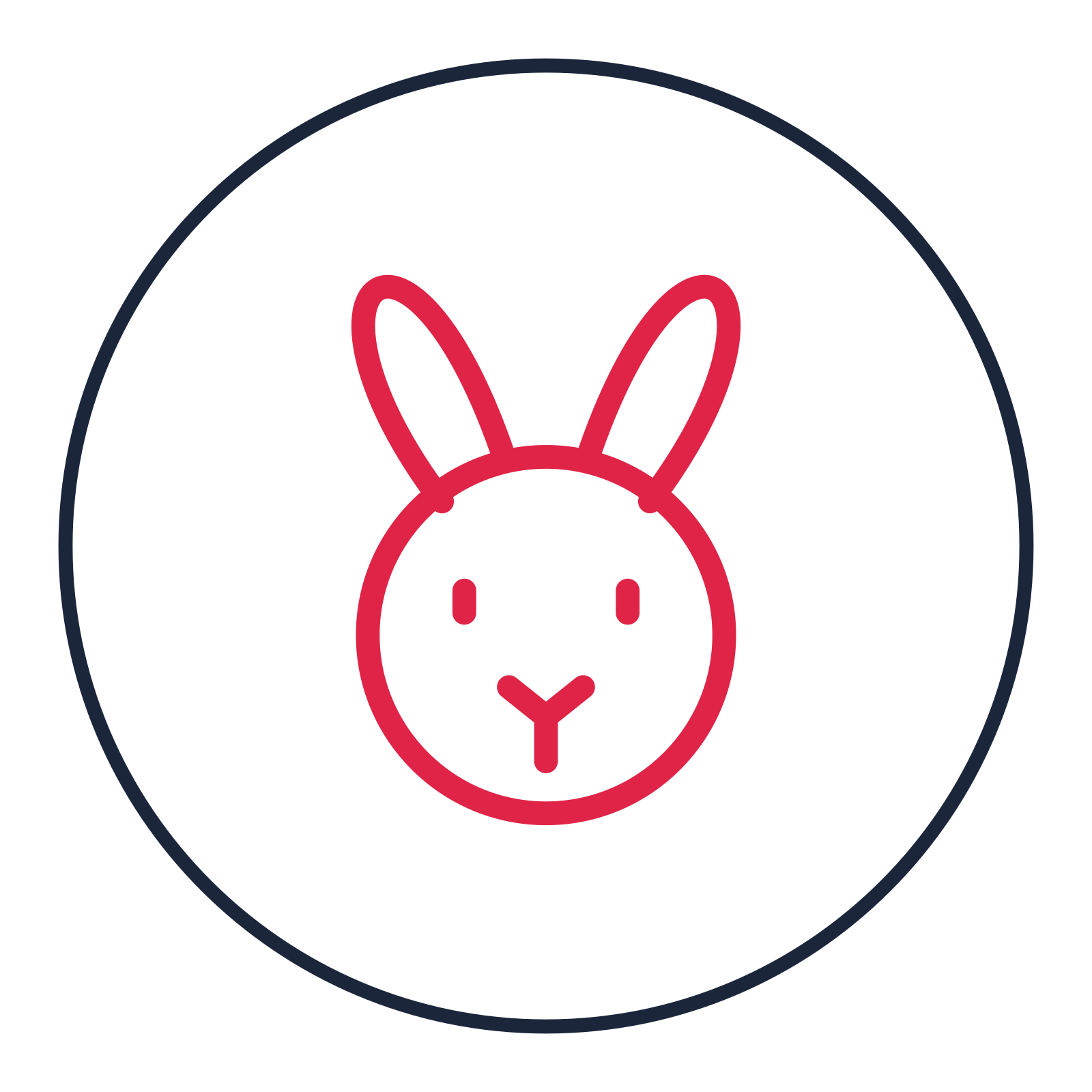 Easter rabbit drawn as a medallion icon with clean rounded lines.