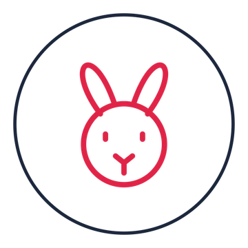 Easter rabbit drawn as a medallion icon with clean rounded lines.
