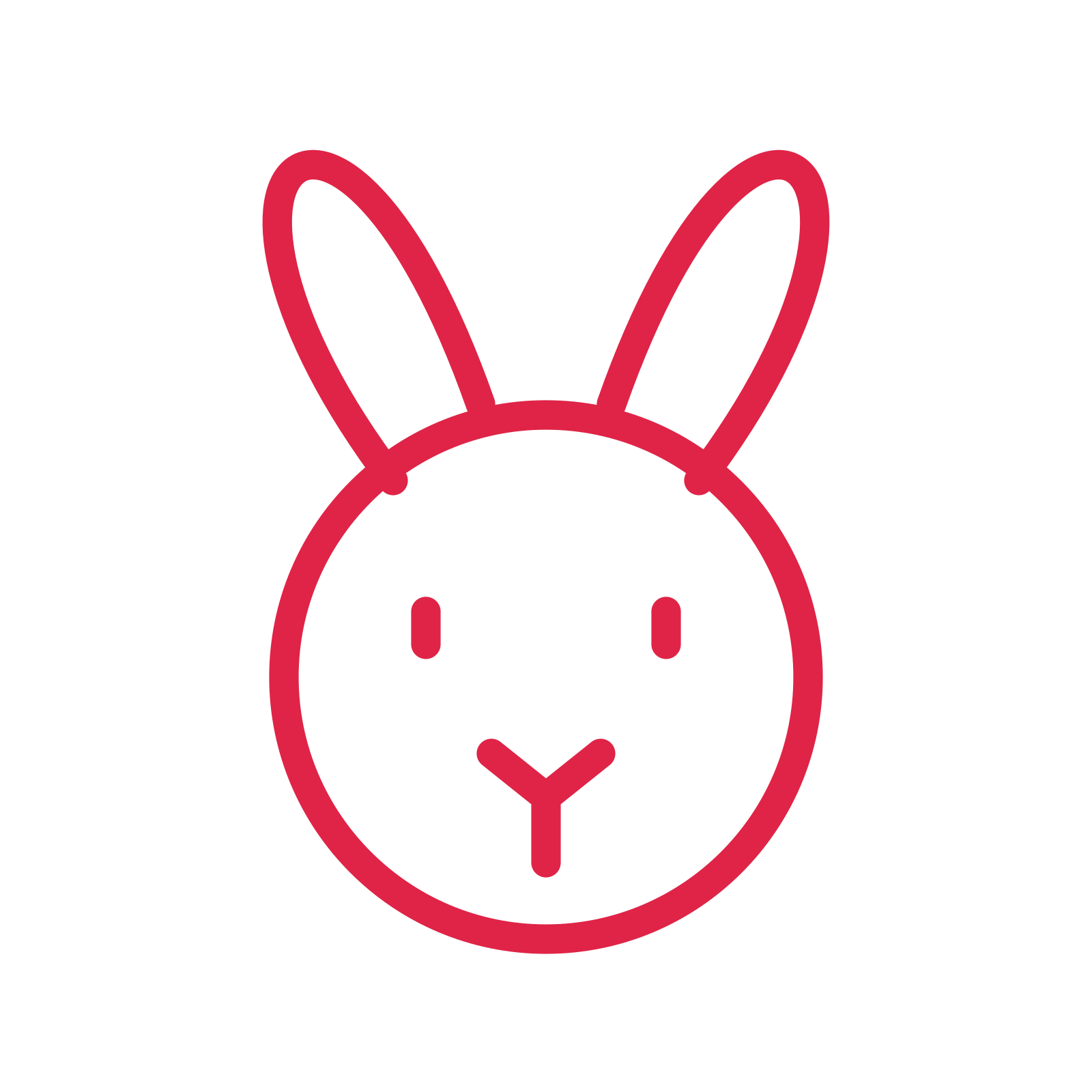 Easter rabbit drawn as an outline icon with clean rounded lines.