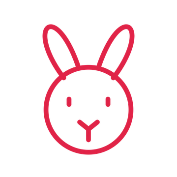 Easter rabbit drawn as an outline icon with clean rounded lines.