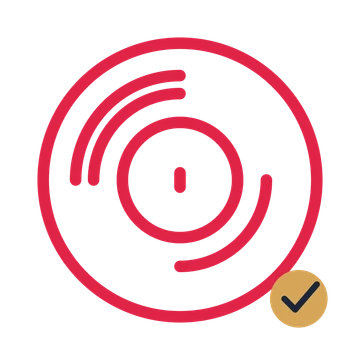 Vinyl record drawn as an accent icon with clean rounded lines.