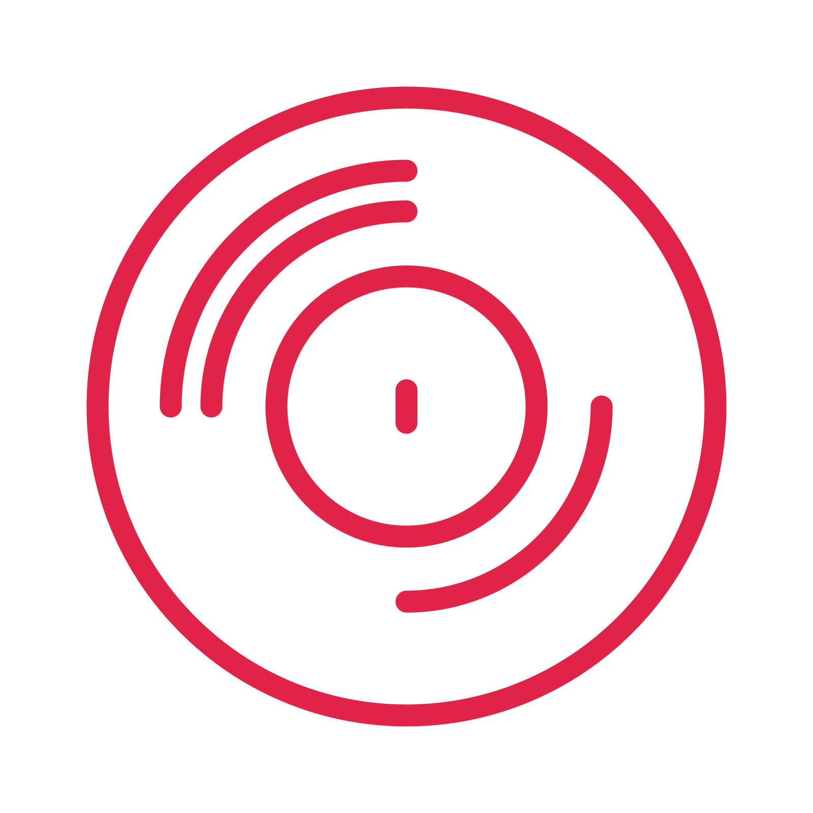 Vinyl record drawn as an outline icon with clean rounded lines.
