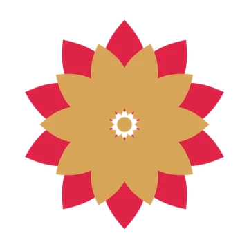 A layered almond rosette with 10-fold radial symmetry and 2 alternating rings of petals.