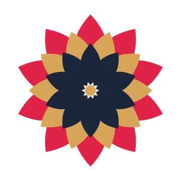 A layered almond rosette with 10-fold radial symmetry and 3 alternating rings of petals.