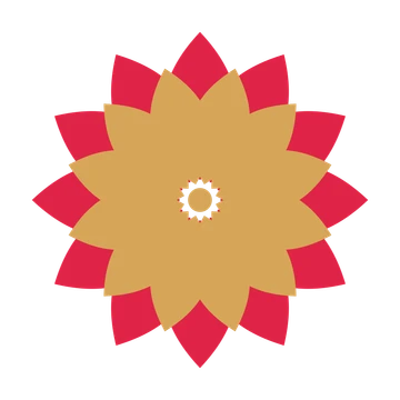 A layered almond rosette with 12-fold radial symmetry and 2 alternating rings of petals.