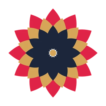 A layered almond rosette with 12-fold radial symmetry and 3 alternating rings of petals.