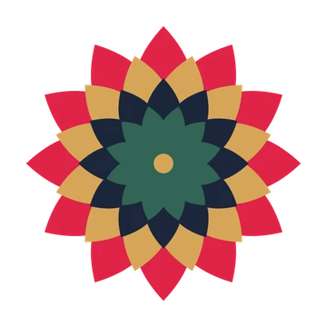 A layered almond rosette with 12-fold radial symmetry and 4 alternating rings of petals.