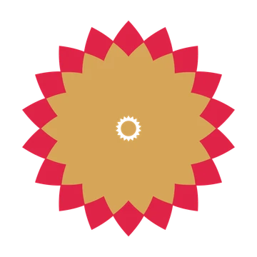 A layered almond rosette with 18-fold radial symmetry and 2 alternating rings of petals.