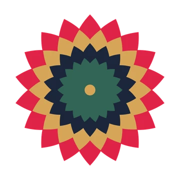 A layered almond rosette with 18-fold radial symmetry and 4 alternating rings of petals.