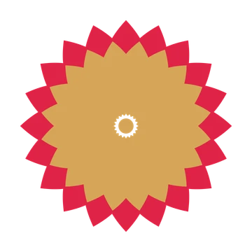 A layered almond rosette with 20-fold radial symmetry and 2 alternating rings of petals.