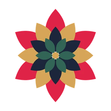 A layered almond rosette with 6-fold radial symmetry and 4 alternating rings of petals.