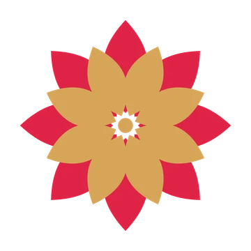 A layered almond rosette with 8-fold radial symmetry and 2 alternating rings of petals.