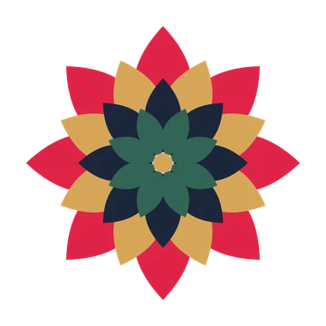 A layered almond rosette with 8-fold radial symmetry and 4 alternating rings of petals.