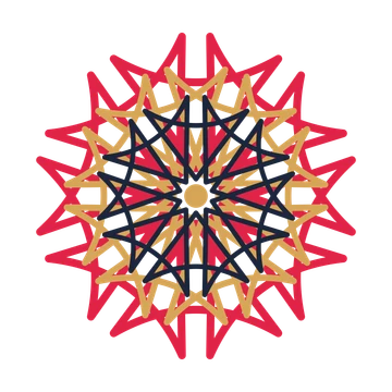 A layered bell rosette with 10-fold radial symmetry and 3 alternating rings of petals.