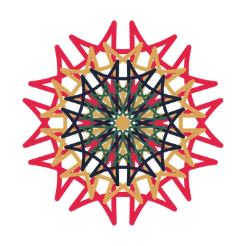 A layered bell rosette with 10-fold radial symmetry and 4 alternating rings of petals.