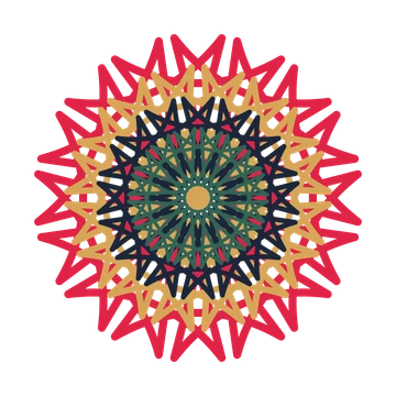 A layered bell rosette with 16-fold radial symmetry and 4 alternating rings of petals.