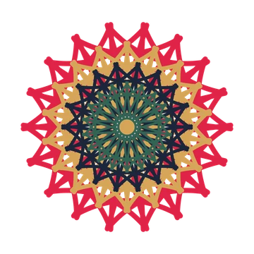 A layered bell rosette with 18-fold radial symmetry and 4 alternating rings of petals.
