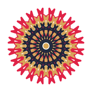 A layered bell rosette with 20-fold radial symmetry and 3 alternating rings of petals.