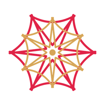 A layered bell rosette with 6-fold radial symmetry and 2 alternating rings of petals.