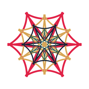 A layered bell rosette with 6-fold radial symmetry and 4 alternating rings of petals.