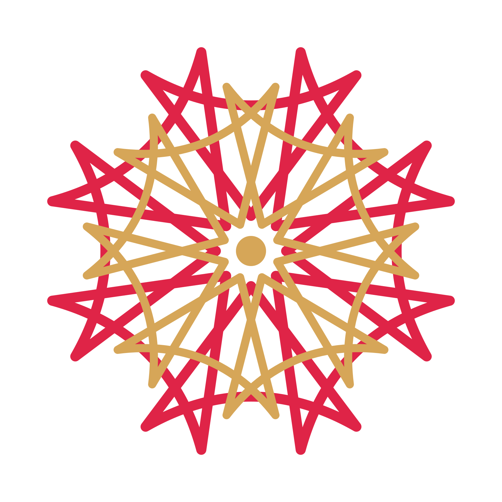 A layered bell rosette with 8-fold radial symmetry and 2 alternating rings of petals.