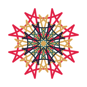 A layered bell rosette with 8-fold radial symmetry and 4 alternating rings of petals.