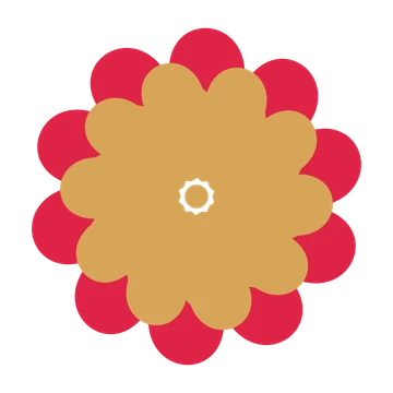 A layered clover rosette with 10-fold radial symmetry and 2 alternating rings of petals.