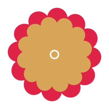 A layered clover rosette with 12-fold radial symmetry and 2 alternating rings of petals.