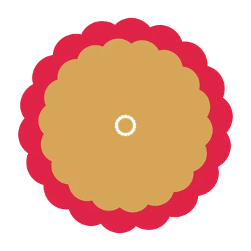 A layered clover rosette with 18-fold radial symmetry and 2 alternating rings of petals.