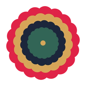 A layered clover rosette with 18-fold radial symmetry and 4 alternating rings of petals.