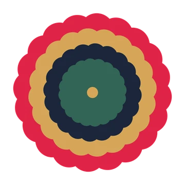 A layered clover rosette with 20-fold radial symmetry and 4 alternating rings of petals.