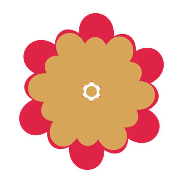 A layered clover rosette with 6-fold radial symmetry and 2 alternating rings of petals.