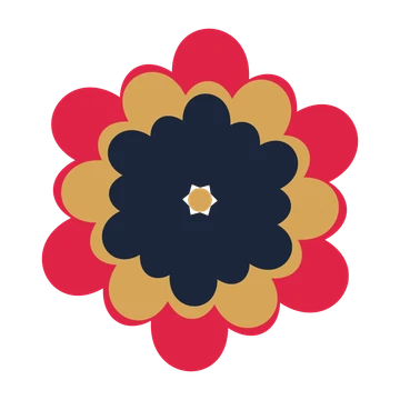A layered clover rosette with 6-fold radial symmetry and 3 alternating rings of petals.