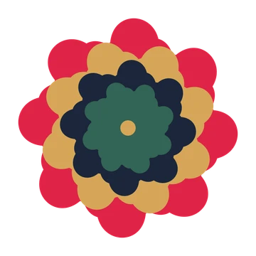 A layered clover rosette with 8-fold radial symmetry and 4 alternating rings of petals.